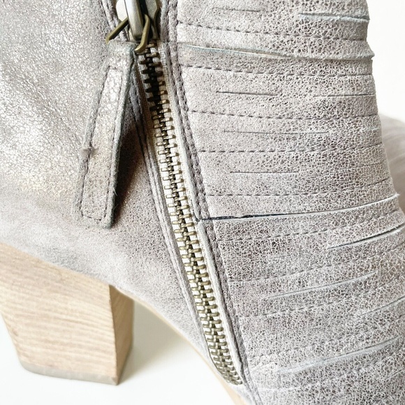 Paul Green Malibu Womens Ankle Boots 7 Metallic Leather Nubuck Sliced Zipper - Picture 12 of 12